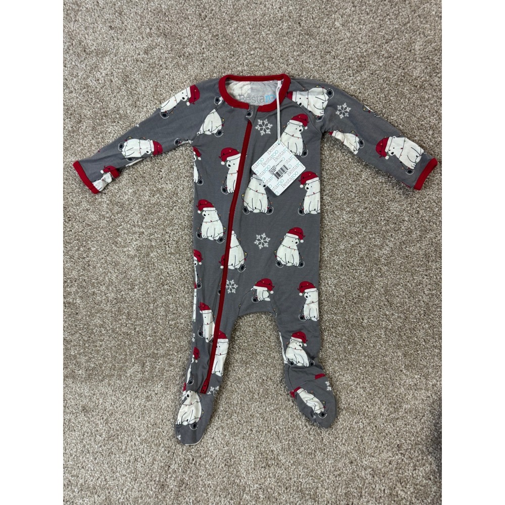 Bestaroo Baby Polar Bear Christmas Footed Romper 2-Way Zipper Gray 3-6 Months